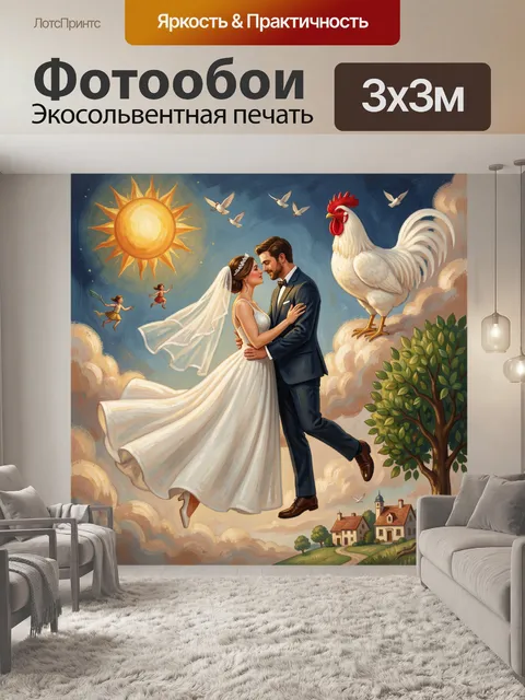 Фотообои Свадебная пара в небесном пейзаже