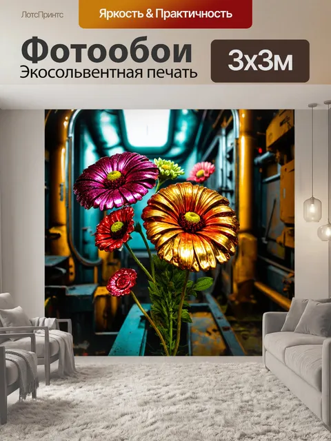 Фотообои цветы в стиле дизельпанк