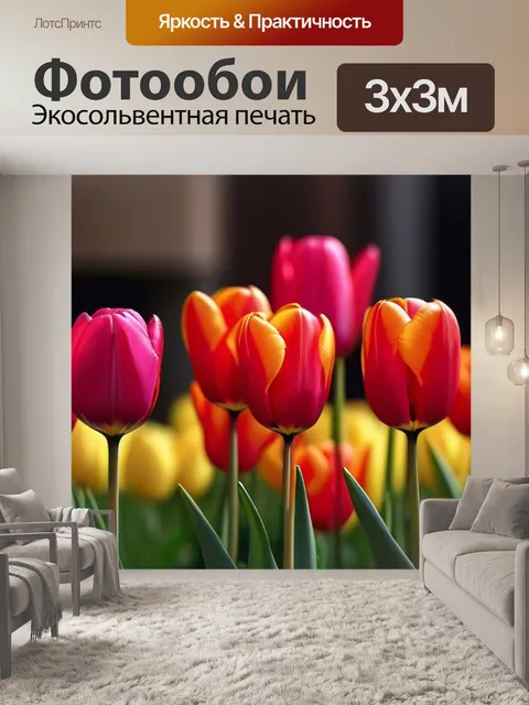 Фотообои мягкие градиенты и тюльпаны