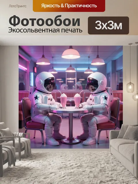 Фотообои Два астронавта в ретродайнере