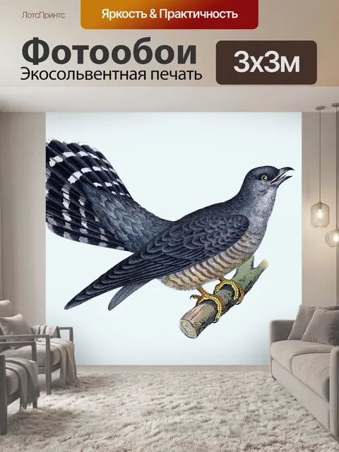 Фотообои Птица синий винтажный клипарт