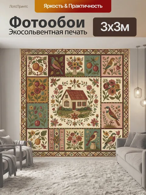 Фотообои Домик в цветочном венке