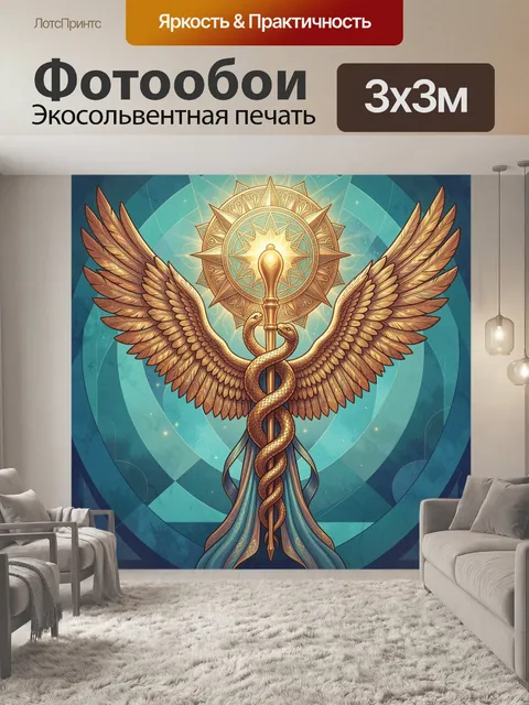 Фотообои Золотой символ с переплетёнными змеями