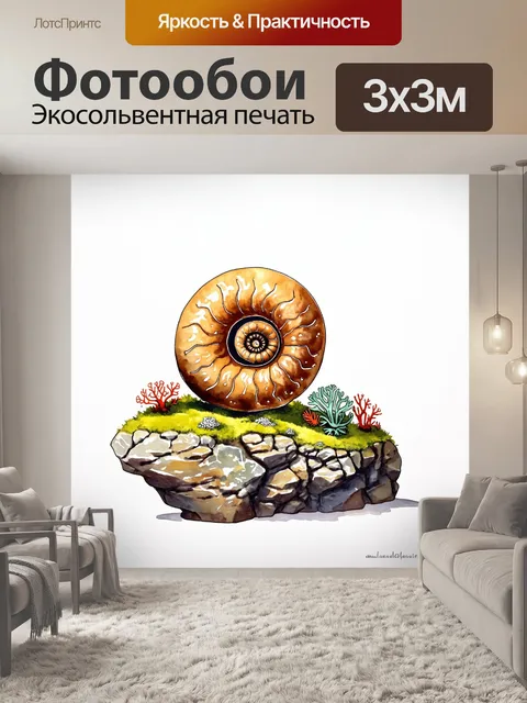 Фотообои окаменелые останки аммонита