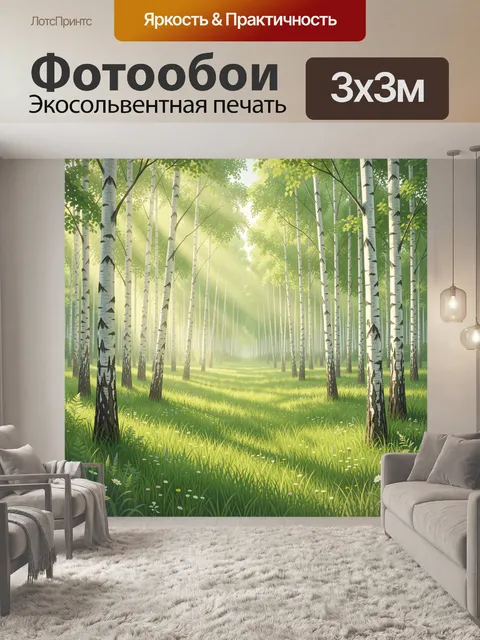 Фотообои Берёзовая роща в весеннем свете