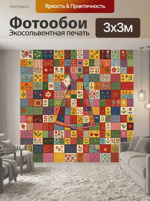 Фотообои Лоскутная одежда с цветочным узором