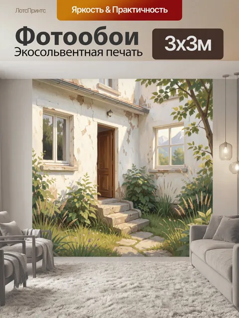 Фотообои Уютный дворик с каменными ступенями
