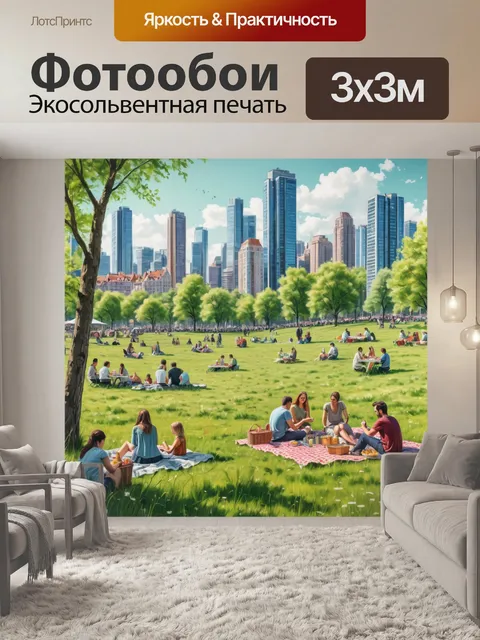 Фотообои город в стиле рисунка красками