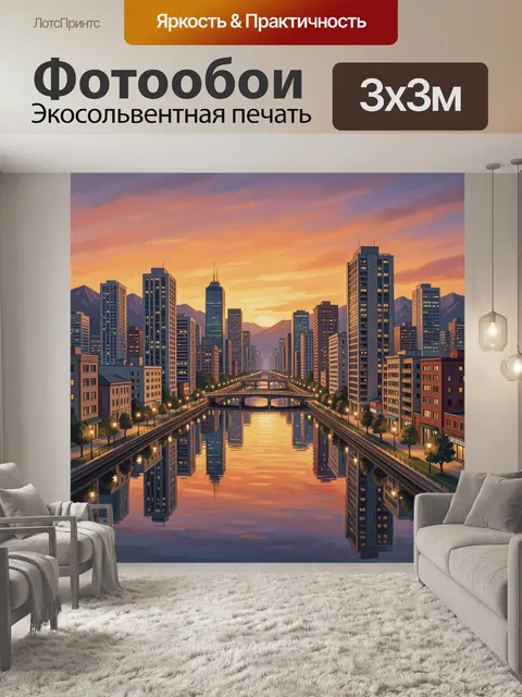 Фотообои Городской канал на закате