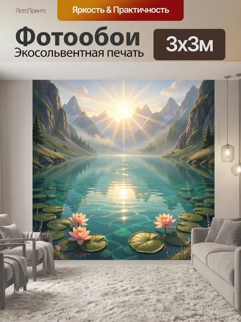 Фотообои Солнечный горный край с озером