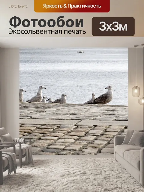 Фотообои Группа птиц на набережной