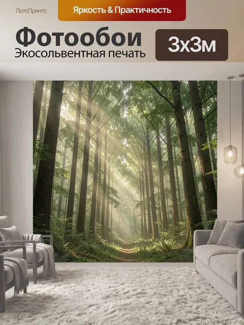 Фотообои Лесная тропа в солнечных лучах