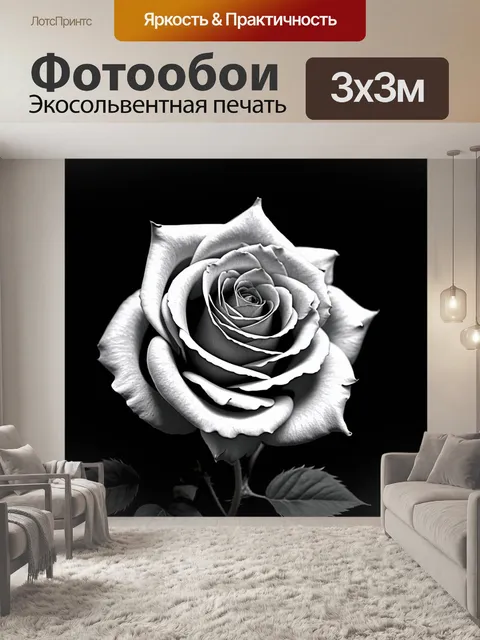 Фотообои розы в стиле черно-белый, комбинируя традиционные и современные элементы для создания уникального стиля