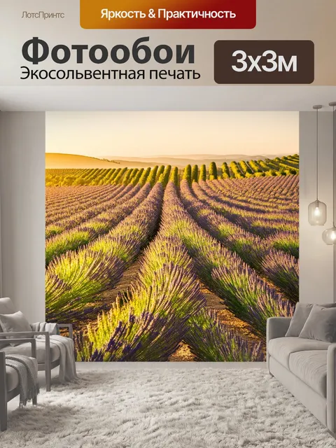 Фотообои прованс, где пейзаж заполняется золотым светом раннего утра, когда мир пробуждается к жизни