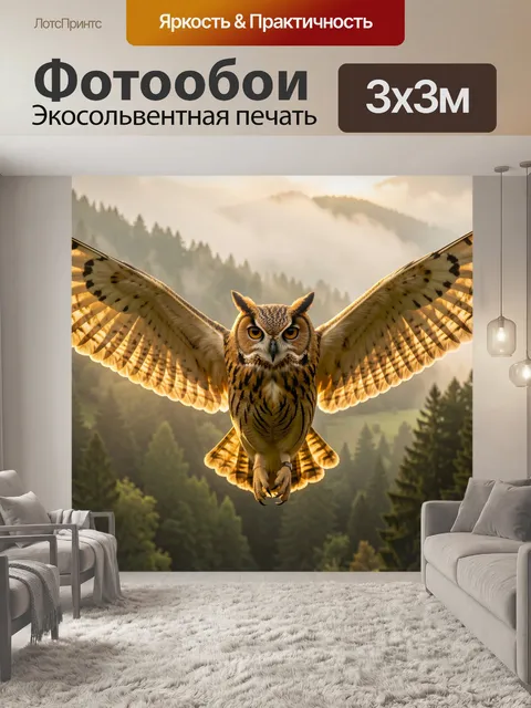 Фотообои Орёл в полёте над лесом