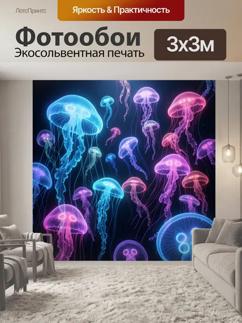 Фотообои Светящиеся медузы в глубине