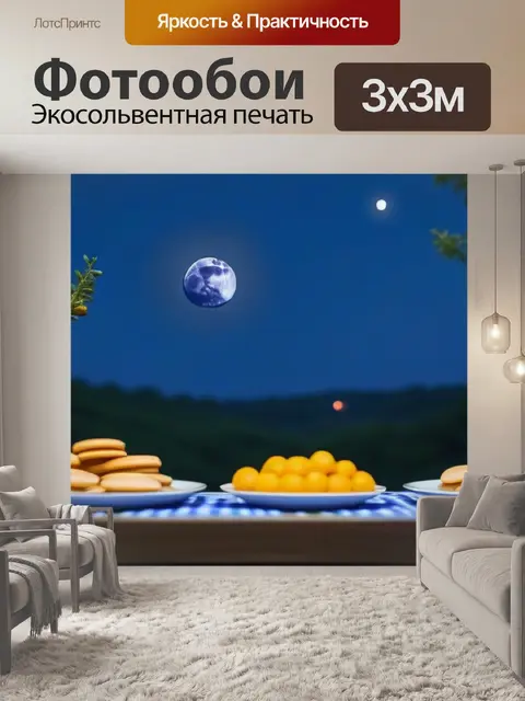 Фотообои романтические закуски на природе под луной