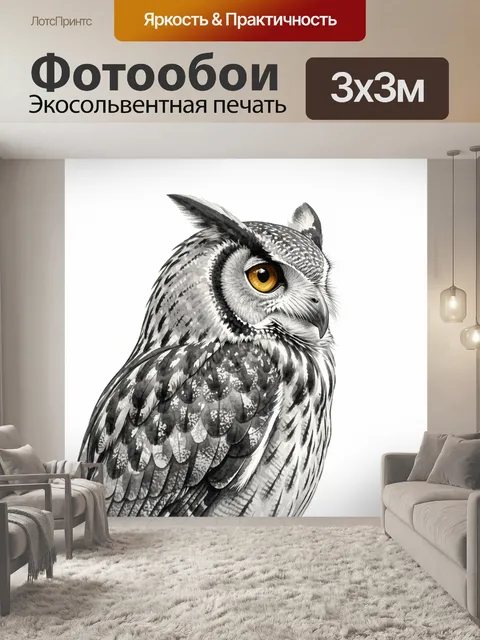 Фотообои Сова в графичном стиле