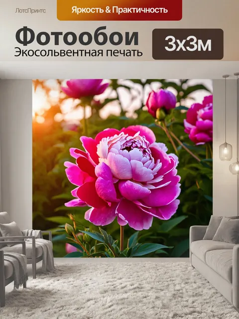 Фотообои пионы в романтическом вечернем освещении