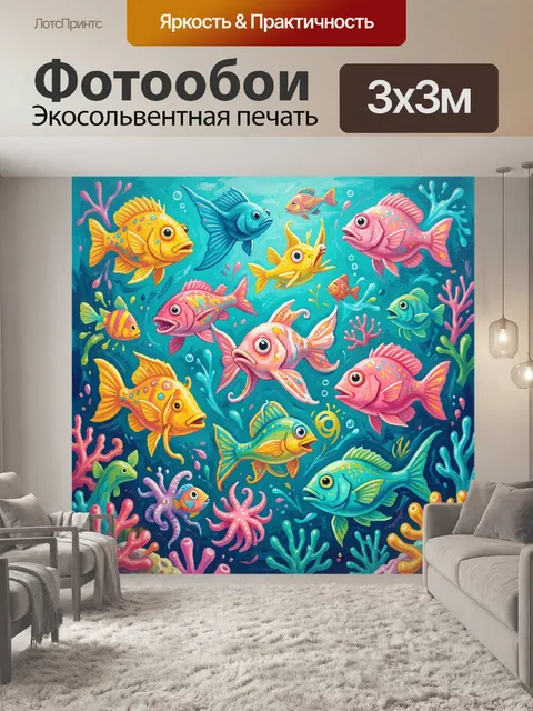 Фотообои Яркие тропические рыбы и кораллы