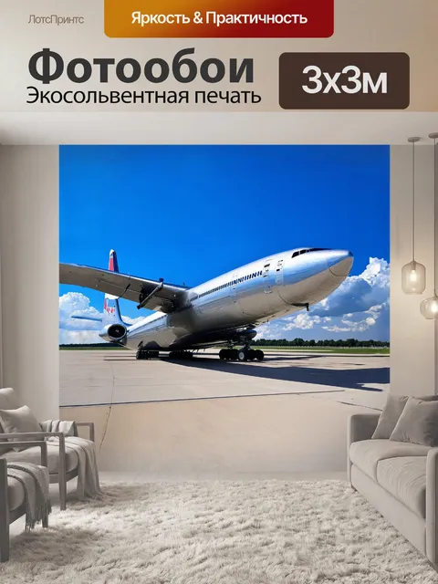 Фотообои огромный самолет дальнего действия модели туполев стоит на взлетной полосе