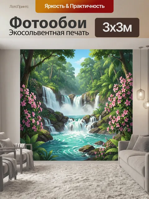 Фотообои Тропический водопад в джунглях