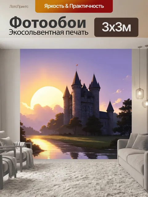 Фотообои спокойный рассвет над старинным замком