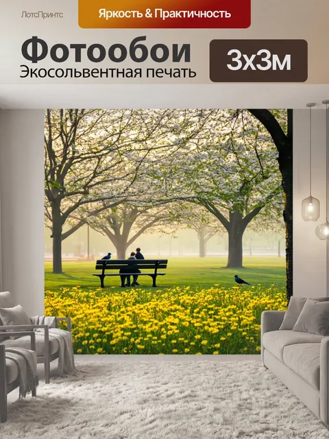 Фотообои с рассветом в тихом городском парке