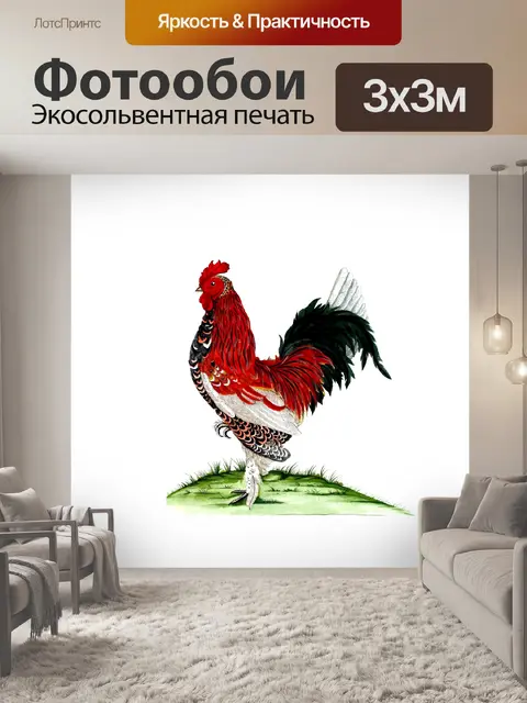 Фотообои Винтажное искусство иллюстрации петуха