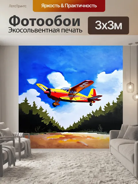Фотообои на холсте изображен малый спортивный самолет в момент взлета