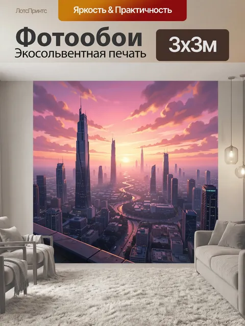 Фотообои Современный город на закате