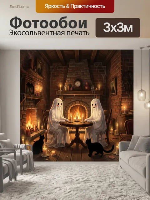 Фотообои Призрачное чаепитие у камина