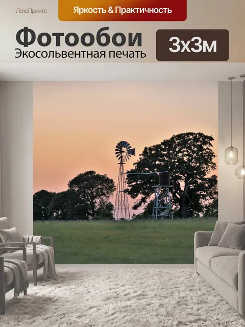 Фотообои Ветряная мельница на закате