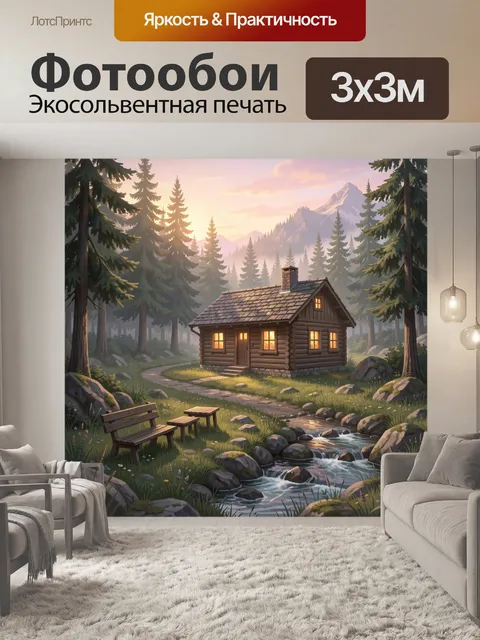 Фотообои Уютный дом в горном лесу