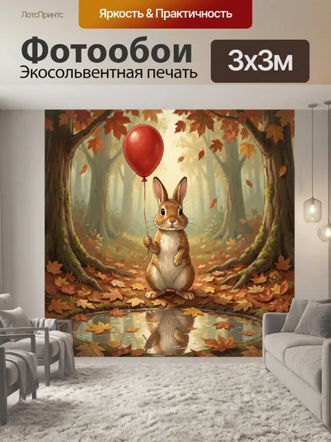 Фотообои Кролик с красным воздушным шаром