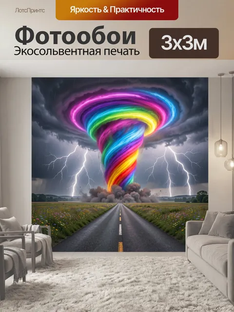 Фотообои Неоновый смерч в небе