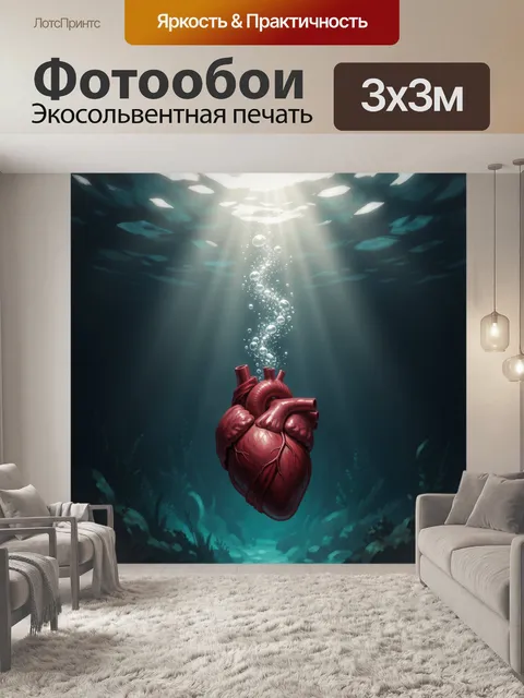 Фотообои Анатомическое сердце под водой