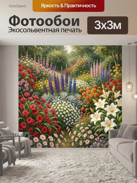 Фотообои Цветущий сад с лилиями