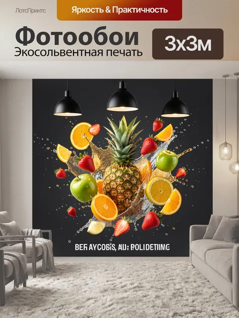 Фотообои Тропические фрукты с брызгами