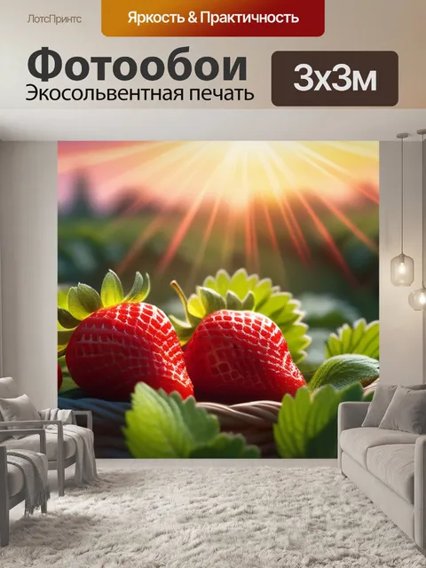 Фотообои пейзаж с клубникой
