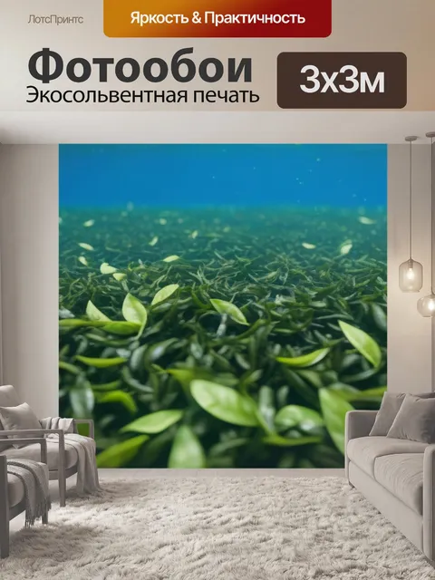 Фотообои море с чайными листьями, плавающими на поверхности