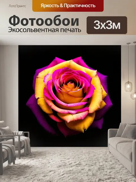 Фотообои абстрактная композиция роз в ярких цветах на темном фоне