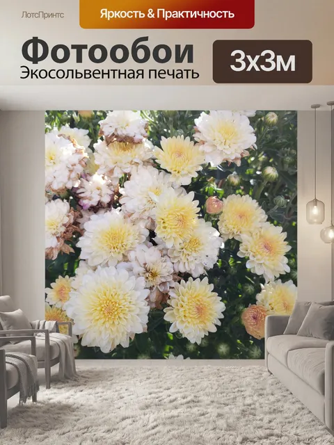 Фотообои Желтые и белые цветы