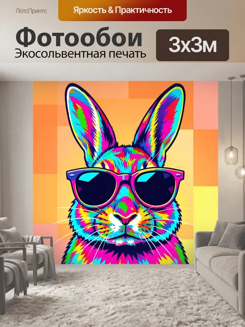Фотообои Неоновый заяц в очках