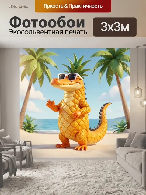 Фотообои Крокодил в очках на пляже