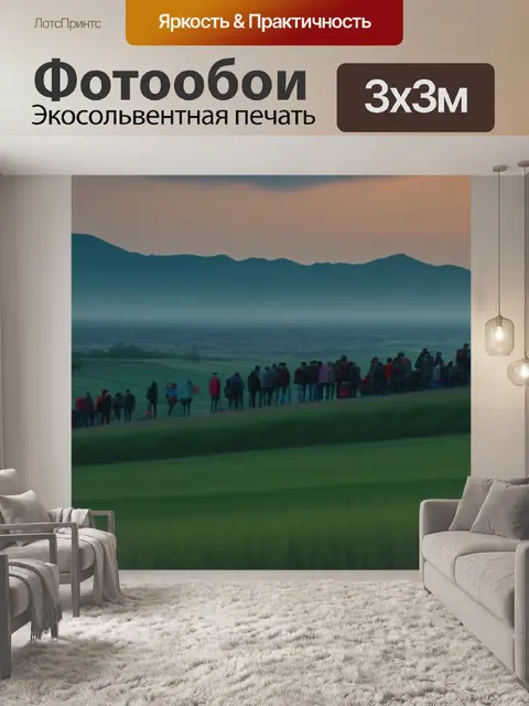 Фотообои вечерний пейзаж с людьми максимал