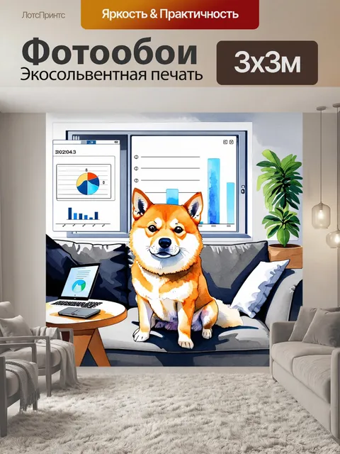 Фотообои представьте себе умную собаку породы сиба-ину