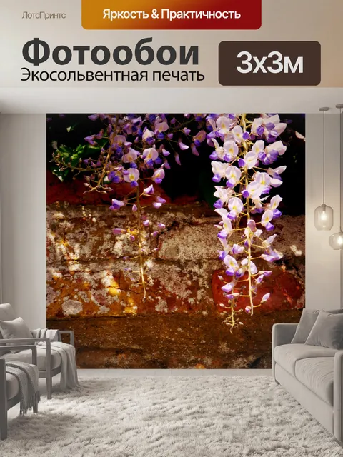 Фотообои Глициния против стены