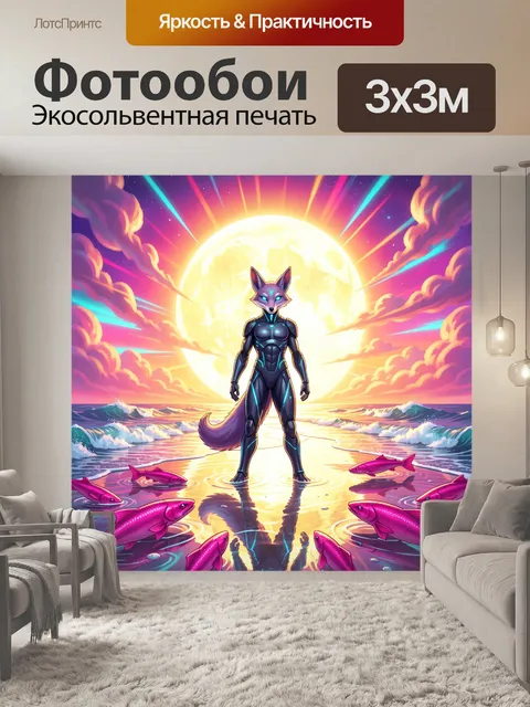 Фотообои Футуристический лис у заката