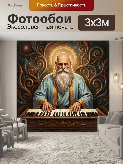 Фотообои Старец за клавишами в ореоле